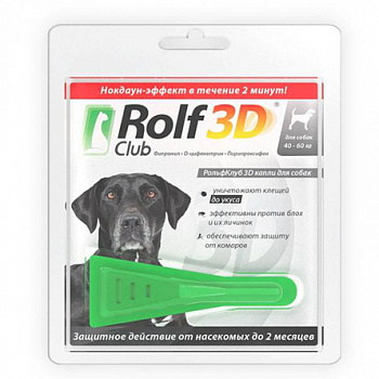 NEOTERICA Rolf Club 3D капли от блох и клещей для собак весом от 40 до 60 кг