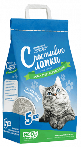 СЧАСТЛИВЫЕ ЛАПКИ Наполнитель Комкующийся (эконом) 5 кг