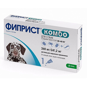 KRKA Фиприст Комбо капли от блох и клещей для собак от 20 до 40 кг (1 пипетка)