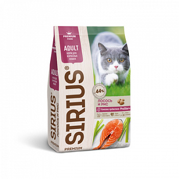 SIRIUS Premium Сухой корм для кошек Лосось и Рис