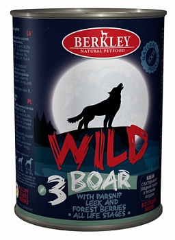 BERKLEY Wild Консервы д/собак №3 Кабан с пастернаком, сладким луком и лесными ягодами 400 г