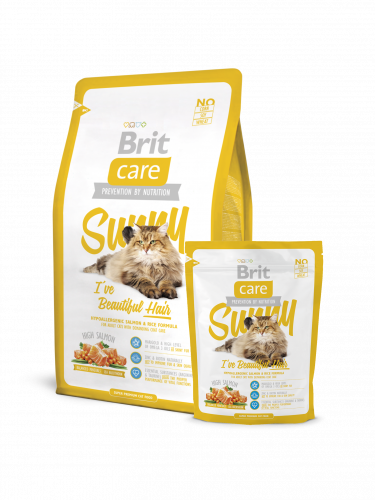 BRIT Care Cat Sunny Beautiful Hair Сухой корм д/кошек с Длинной шерстью, Лосось с Курицей
