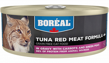BOREAL Консервы для кошек красное мясо тунца в соусе с морковью и зелёным горошком