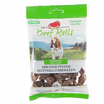 TiTBiT Beef Rolls Лакомство для собак Роллы мясные из Рубца Говяжьего 60 г