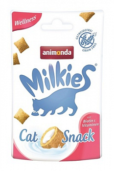 ANIMONDA Milkies Wellness Лакомство д/кошек Хрустящие подушечки для кожи и шерсти