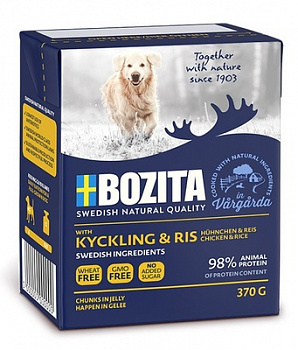 BOZITA Naturals Консервы для собак кусочки в желе с Курицей и Рисом 370 г