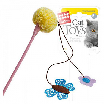 GIGWI Игрушка для кошек Дразнилка с бабочками помпоном на стеке 45 см