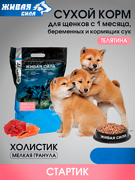 JJ-SPORT Сухой корм Стартик прикорм для щенков с 1 месяца, беременных, кормящих сук Телятина мелк гр