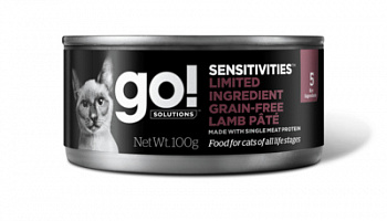 GO! Беззерновые консервы д/кошек с Чувствительным пищеварением с Ягненком 100 г