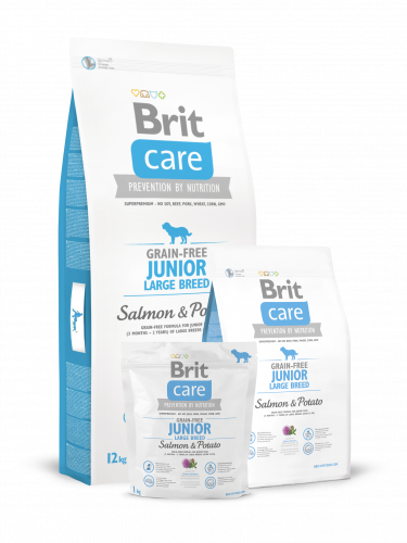 BRIT Care Salmon&Potato Junior Large Breed Беззерновой сухой корм д/щенков Лосось и картофелем 12 кг