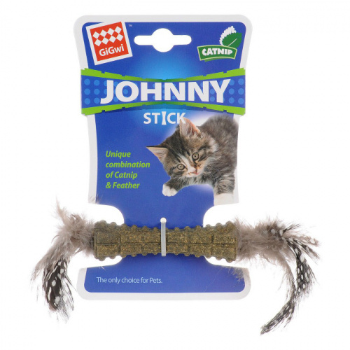 GIGWI Johnny Stick Игрушка для кошек с натуральным пером и кошачьей мятой 8 см