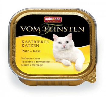 ANIMONDA Vom Feinsten for castrated cats Консервы д/стерилиз кошек с Индейкой и Сыром 100 г