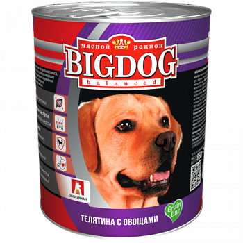 ЗООГУРМАН Big Dog Консервы для собак с Телятиной и Овощами 850 г