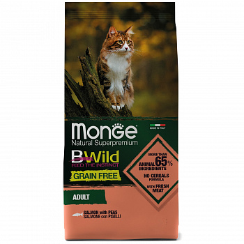 MONGE CAT Корм для кошек BWild GRAIN FREE беззерновой из Лосося