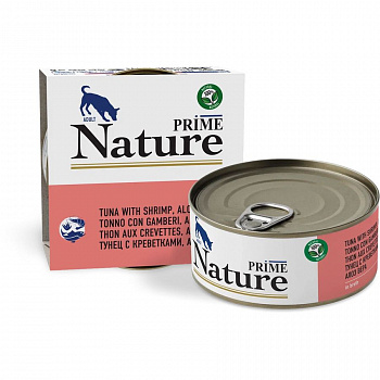 PRIME NATURE Консервы для собак Тунец с креветками и алоэ в бульоне ж/б 150 гр*12 шт