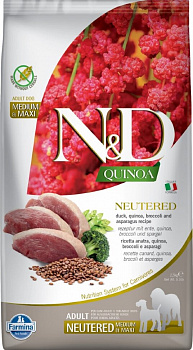 FARMINA N&D Quinoa Neutered Беззерновой сухой корм д/cтерилизованных собак средних пород Утка, Киноа
