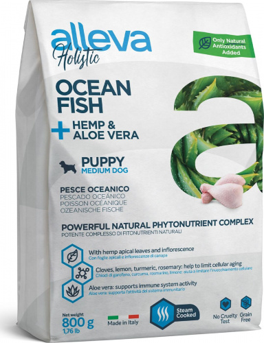 ALLEVA HOLISTIC PUPPY Беззерновой сухой корм для щенков средних пород с Океанической Рыбой
