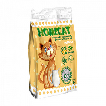 HOME CAT Ecoline Наполнитель Комкующийся с Молоком