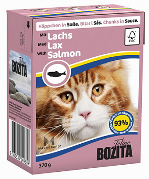 BOZITA Консервы для кошек кусочки в соусе с Лососем 370 г
