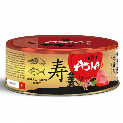 PRIME ASIA Консервы для кошек Тунец с каракатицей в желе ж/б 85 гр*12 шт
