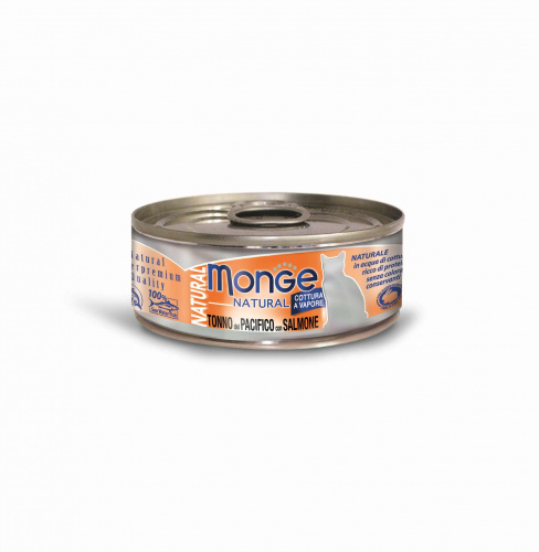 MONGE CAT Natural Yellowfin Tuna with Salmon Консервы д/кошек Тихоокеанский Тунец и Лосось 80 г