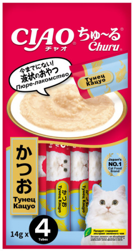 INABA ЧАО ЧУРУ Пюре для кошек тунец кацуо 14гр*4 139.2193