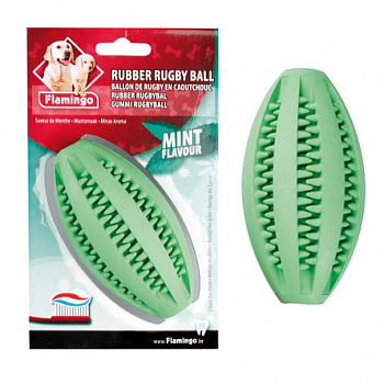 FLAMINGO Rubber Rugby with Mint Игрушка д/собак Резиновый мяч-Регби для зубов с мятой 6,5х11,5 см