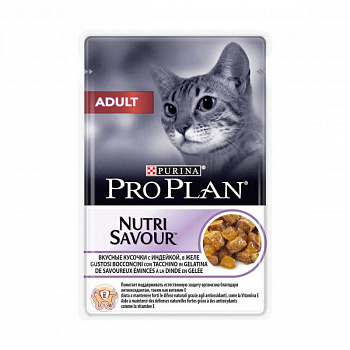 PURINA Pro Plan NutriSavour Adult Пауч д/кошек с Индейкой в желе 85 г