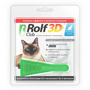 NEOTERICA Rolf Club 3D капли от блох и клещей для кошек весом  до 4 кг