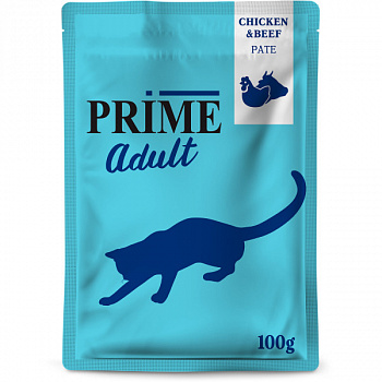 PRIME Пауч для кошек Курица с говядиной паштет 100 гр*12 шт
