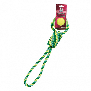 FLAMINGO Игрушка д/собак веревка с теннисным мячом 10 см