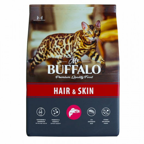 Mr.BUFFALO HAIR&SKIN Сухой корм для кошек с чувствительной кожей Лосось