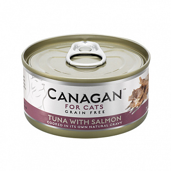 CANAGAN Полнорационный Консервированный корм д/кошек Тунец с Лососем 75 г