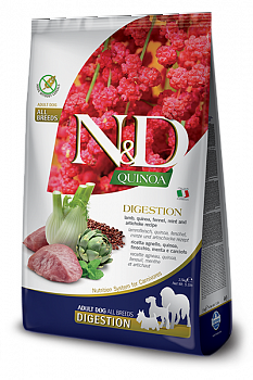 FARMINA N&D DOG Quinoa Digestion Беззерновой сухой корм д/собак Наруш Пищевар Ягненок и Киноа 800 г