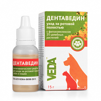 VEDA Дентавидин Гель для ухода за полостью рта для кошек и собак 15 г