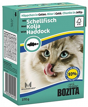 BOZITA Консервы для кошек кусочки в желе с Морской Рыбой 370 г