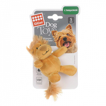 GIGWI Игрушка для собак Лев с пищалкой 10 см