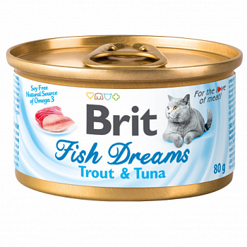 BRIT Fish Dreams Trout & Tuna Консервы д/кошек Форель и Тунец 80 г