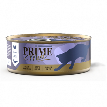 PRIME MEAT Консервы для кошек Курица с тунцом филе в желе ж/б 100 гр*12 шт