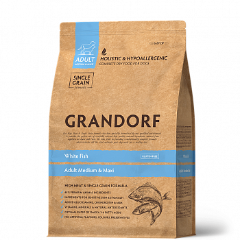 GRANDORF DOG MED&MAXI White Fish для cобак средних и крупных пород с белой рыбой