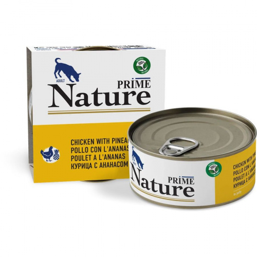 PRIME NATURE Консервы для собак Курица с ананасом в желе ж/б 150 гр*12 шт