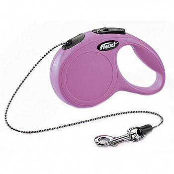 FLEXI New Classic Рулетка XS 3м до 8кг (трос) розовая