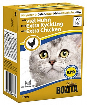 BOZITA Консервы для кошек кусочки в желе с Курицей 370 г