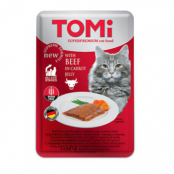 TOMI Пауч д/кошек c Говядиной в Морковном желе 100 г