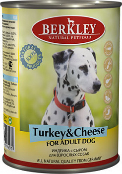 BERKLEY Консервы д/собак №3 Индейка с сыром 400 г