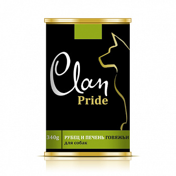 CLAN PRIDE Консервы д/собак Рубец и Печень Говяжья в желе 340 г