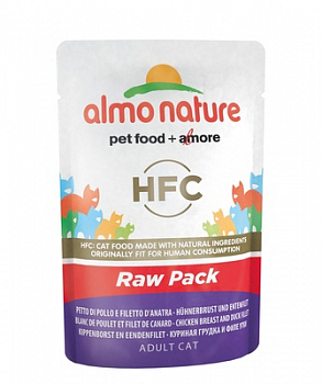 ALMO NATURE Classic HFC Raw Pack Пауч для кошек с Куриной Грудкой и Утиным Филе 55 г