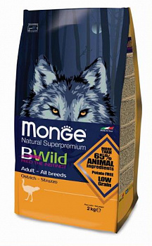 MONGE BWild DOG Ostrich Сухой корм д/собак с мясом Страуса