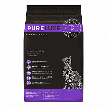 PURELUXE Сухой корм для взрослых кошек с индейкой