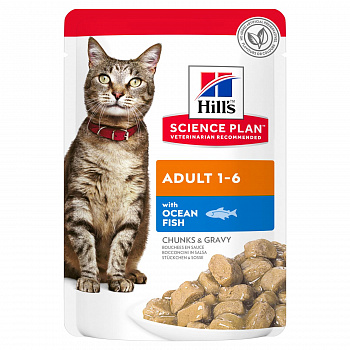 HILL'S SP Optimal Care Пауч д/кошек с Океанической рыбой, соус